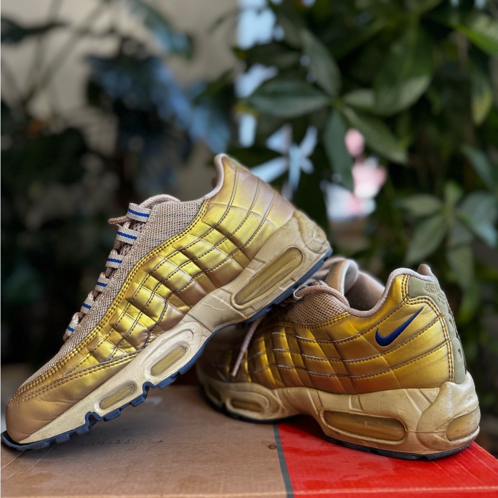 Nike Air Max Japan Kashima Gold Sneakers with Blue Details